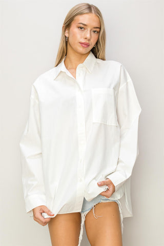 Lightweight Cotton Button Up - White