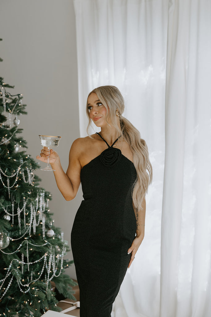 Sparkly Dress with Flower Motif