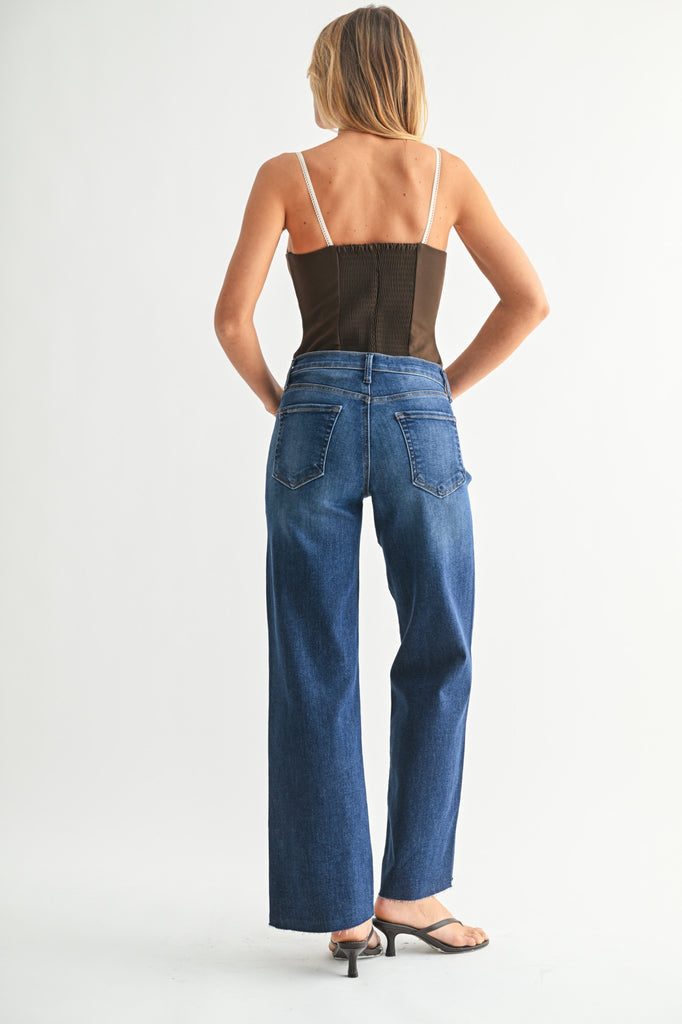 Slim Palazzo With Scissor Cut - Dark