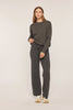 Waffle Textured Sweater & Pant Set - Charcoal
