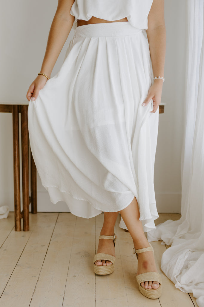 Bubble Top & Skirt Set - White