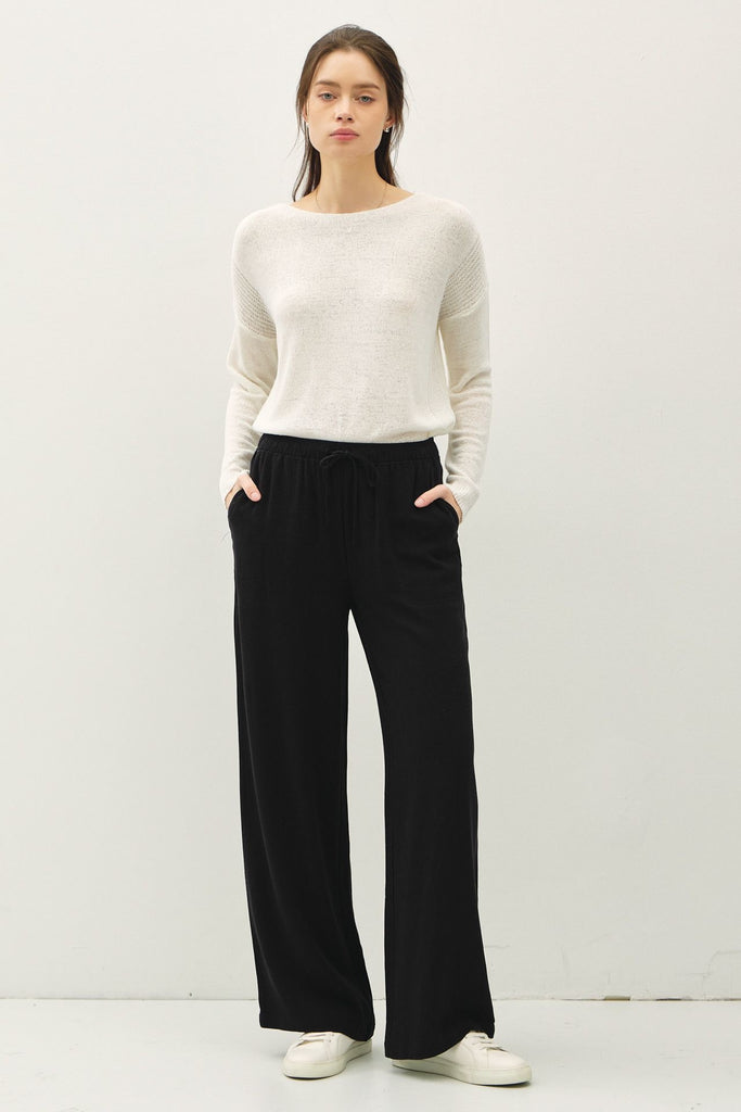 Linen Pant With Straight Leg - Black
