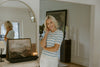 Scalloped Striped Sweater - Blue