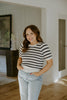 Scalloped Striped Sweater - Navy