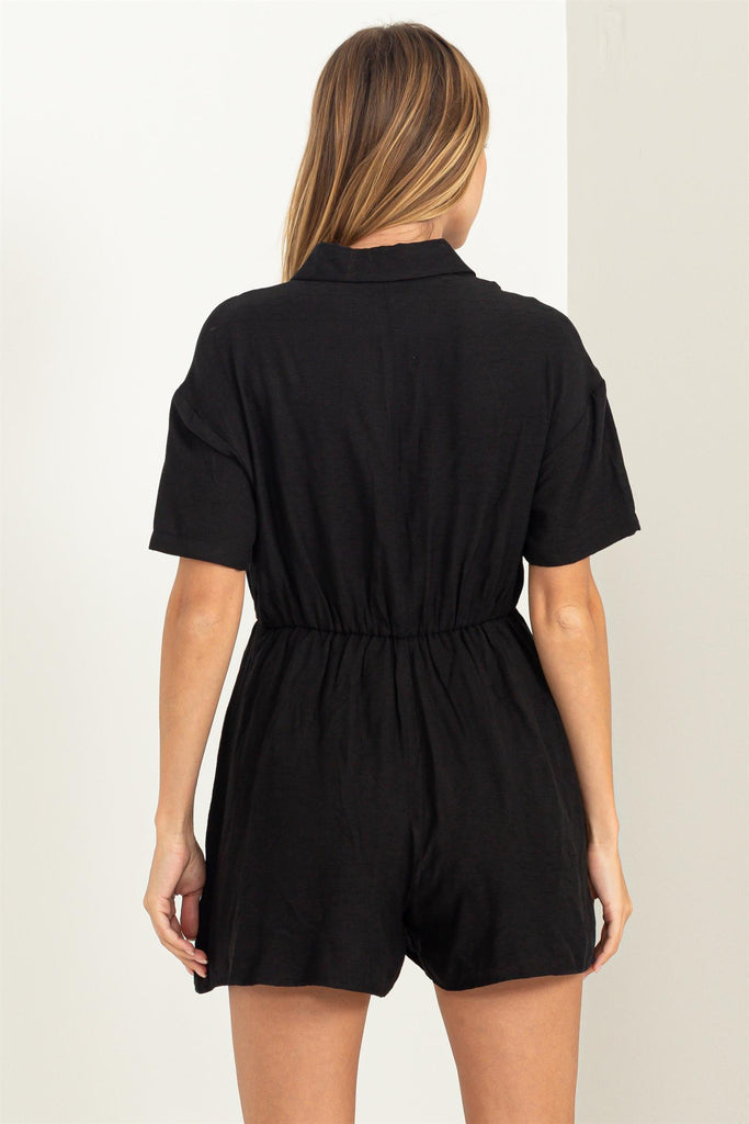 Romper Button Up - Black