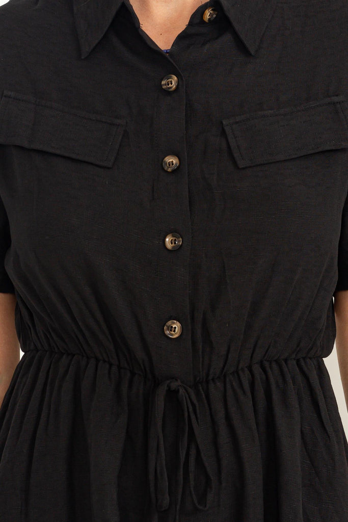 Romper Button Up - Black