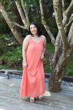 Pleated Maxi Dress - Coral