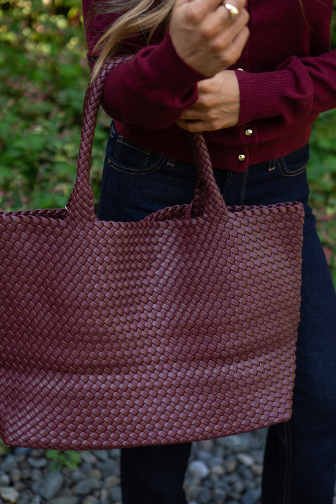 Large Woven Bag - Burgundy