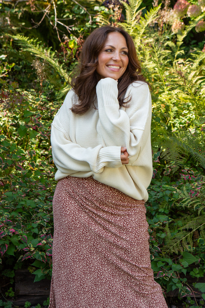 Classic Exposed Seam Sweater - Cream