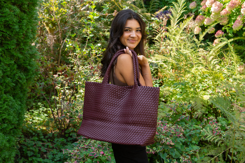 Large Woven Bag - Burgundy