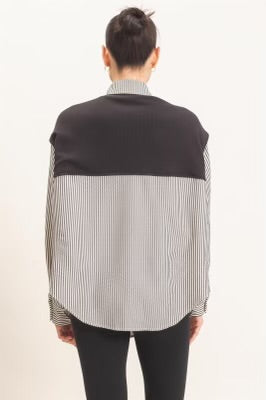 Striped Button Up Sweater Detail