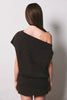 Off Shoulder Drop Waist Sweater Dress - Brown