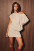 Off Shoulder Drop Waist Sweater Dress – Grey