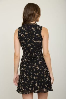 Floral Skirt And Mini Skirt Set - Black