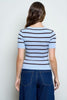 Striped 3/4 Sleeve Button Up - Dusty Blue