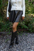 Pleated Faux Leather Mini - Black