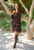 Printed Bronze & Navy Dress