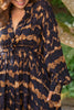Printed Bronze & Navy Dress