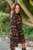 Printed Bronze & Navy Dress