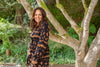 Printed Bronze & Navy Dress