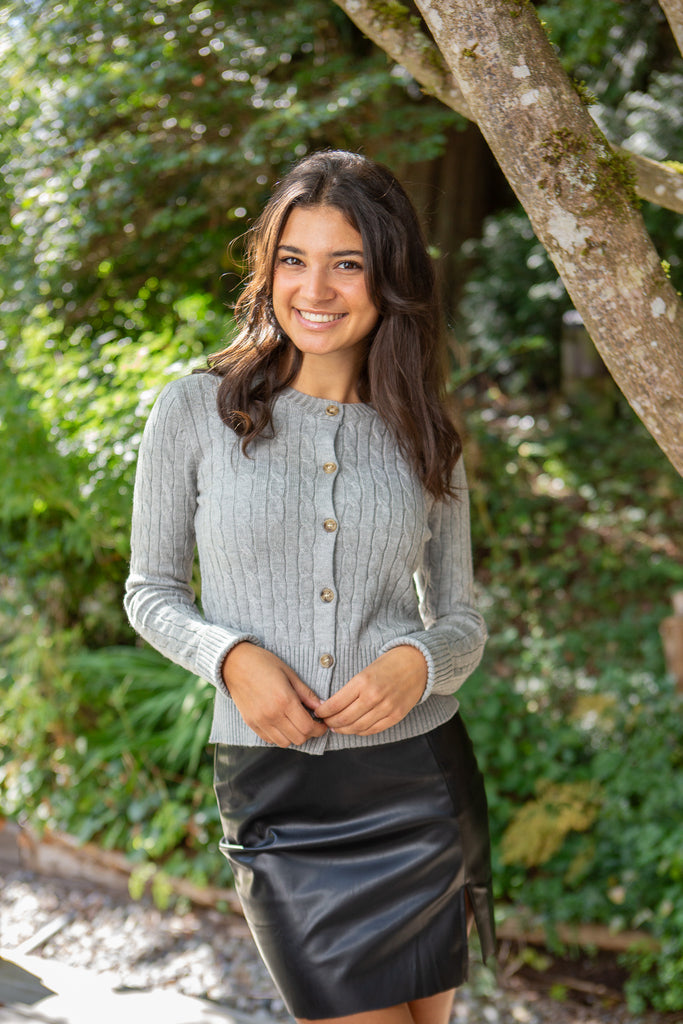 Cable Knit Cardigan - Grey