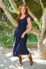 Flutter Sleeve Midi Dress - Navy