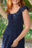 Flutter Sleeve Midi Dress - Navy