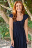 Flutter Sleeve Midi Dress - Navy