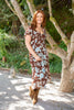 Floral Puff Sleeve Midi Dress - Chocolate