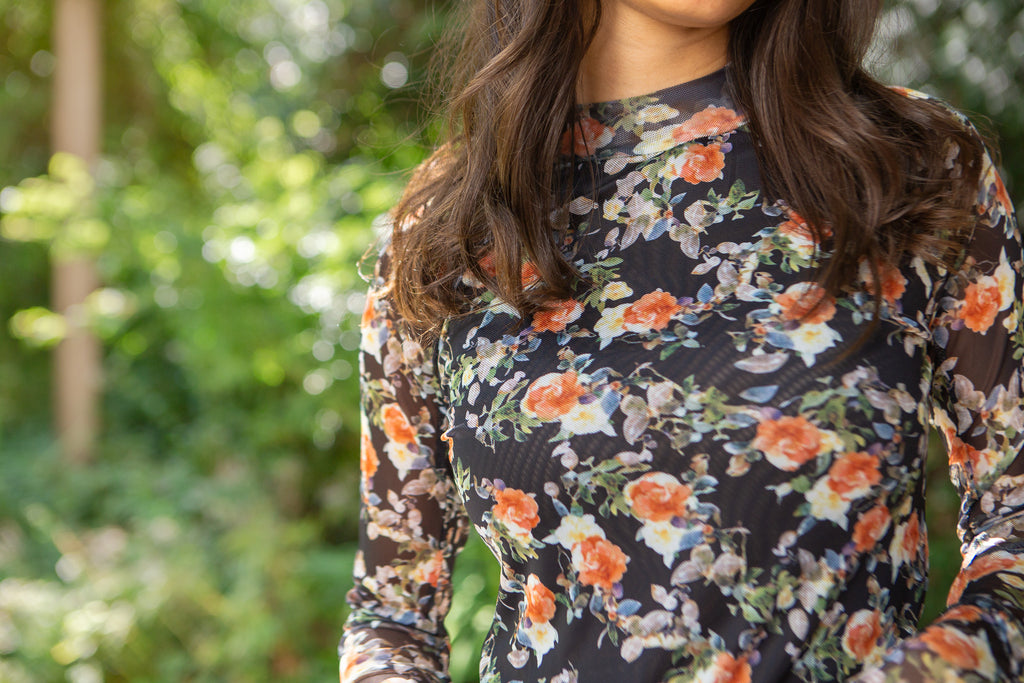Sheer Black Floral Shirt