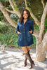 Stretchy Button Up Denim Dress With Belt