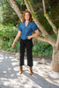 V-neck Puff Sleeve Shirt - Denim