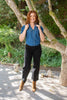 V-neck Puff Sleeve Shirt - Denim