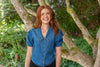 V-neck Puff Sleeve Shirt - Denim