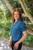 V-neck Puff Sleeve Shirt - Denim