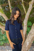 Short Sleeve Knit Cardigan - Navy