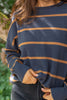 Boxy Cut Striped Sweater - Navy