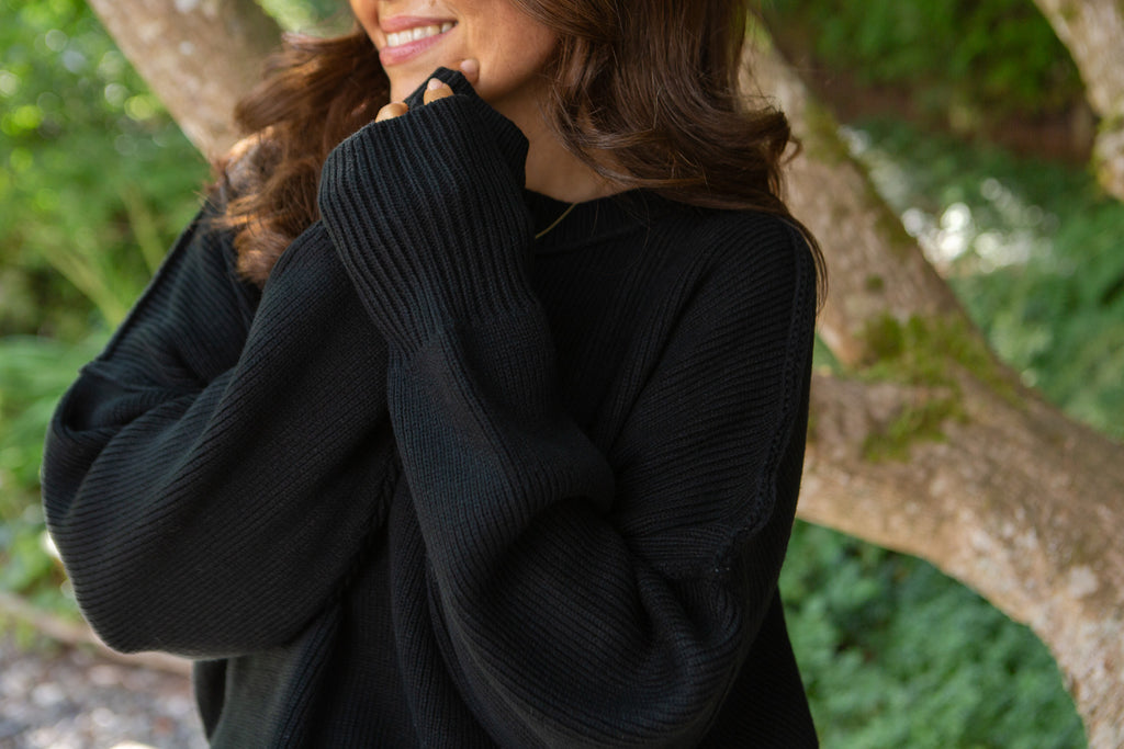Classic Exposed Seam Sweater - Black