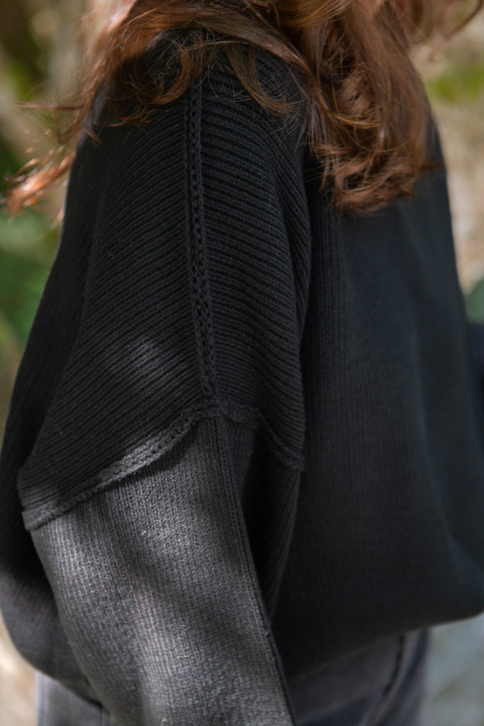Classic Exposed Seam Sweater - Black