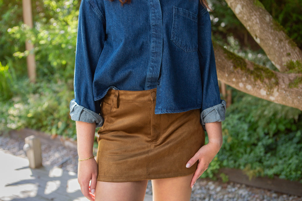 Oversized Cropped Denim Shirt