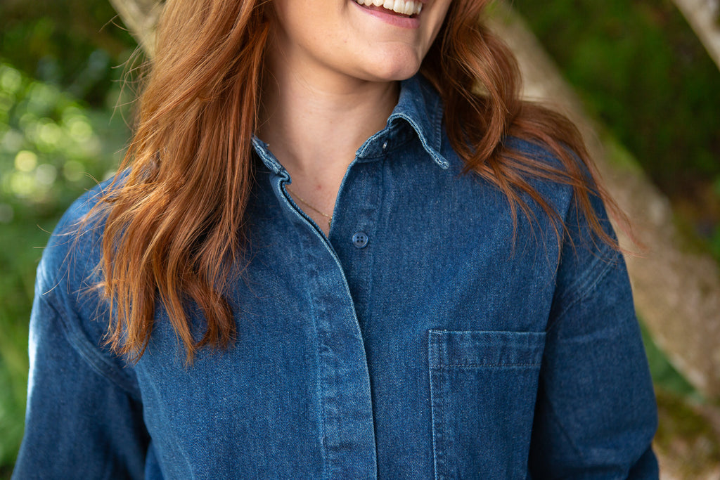 Oversized Cropped Denim Shirt