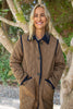 Quilted Long Coat - Cognac