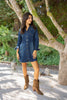 Stretchy Button Up Denim Dress With Belt