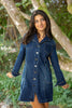 Stretchy Button Up Denim Dress With Belt