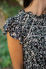 Short Ruffle Sleeve Blouse - Floral Black