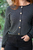 Striped Black & Cream Button Up Cardigan