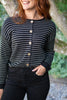 Striped Black & Cream Button Up Cardigan