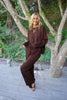 Waffle Textured Sweater & Pant Set - Cacao