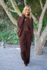 Waffle Textured Sweater & Pant Set - Cacao
