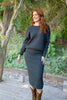 Waffle Sweater & Skirt Set - Heather Charcoal